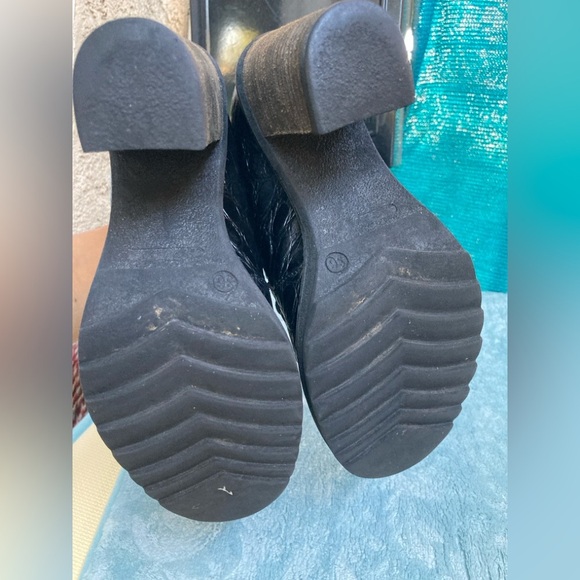 Diesel Leather Hiker Tekny Bootie Black Faux Croc Block Heel Womens - Picture 8 of 9